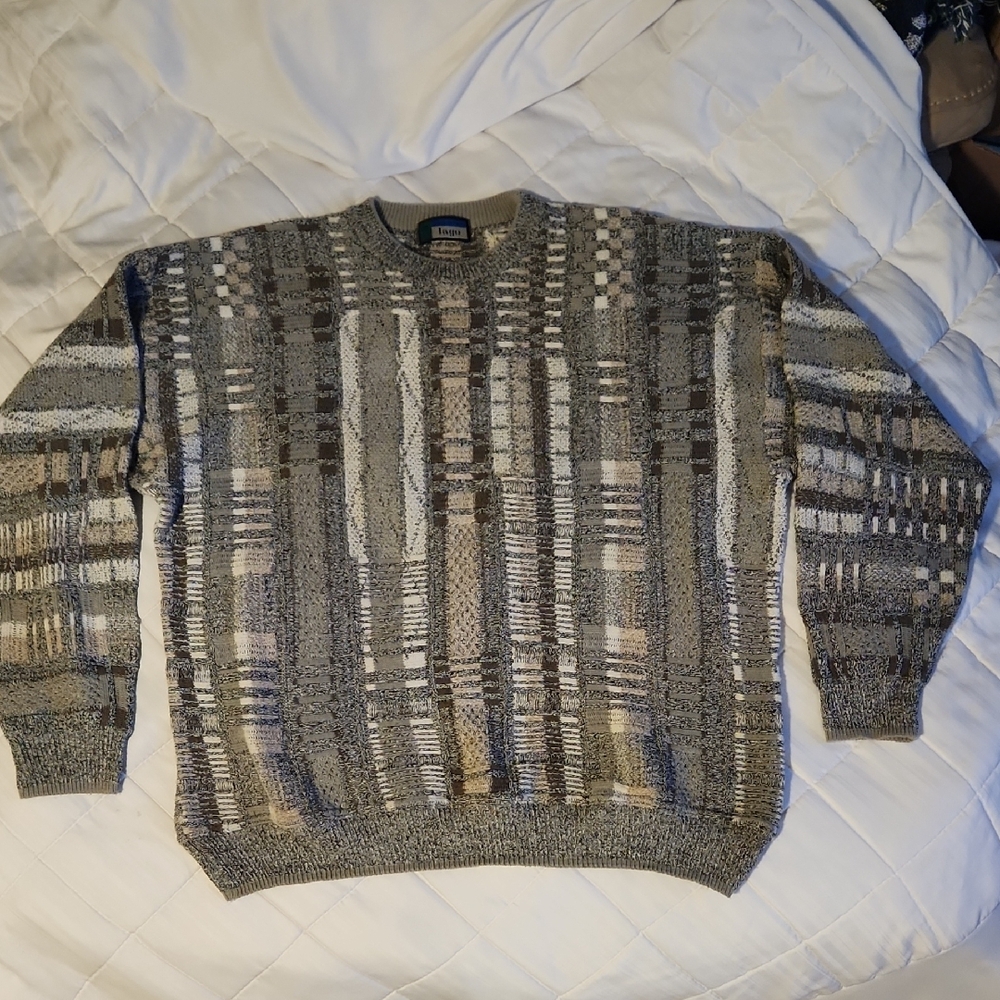 Lago  Men's Multicolor Textured Crewneck Sweater